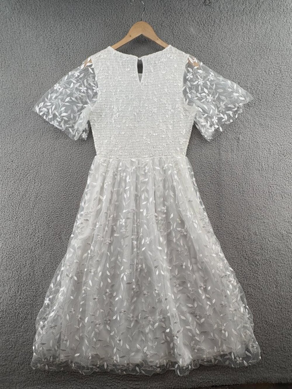 Baltic Born Kendra White Embroidered Smocked Midi Dress L NWT - Picture 3 of 15
